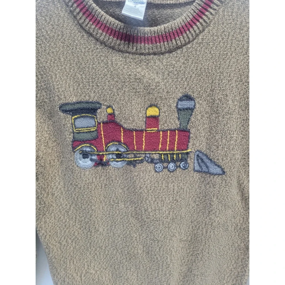 Gymboree Kids Brown Train Sweater Size 6 Cotton‎ Crew Neck Long Sleeve